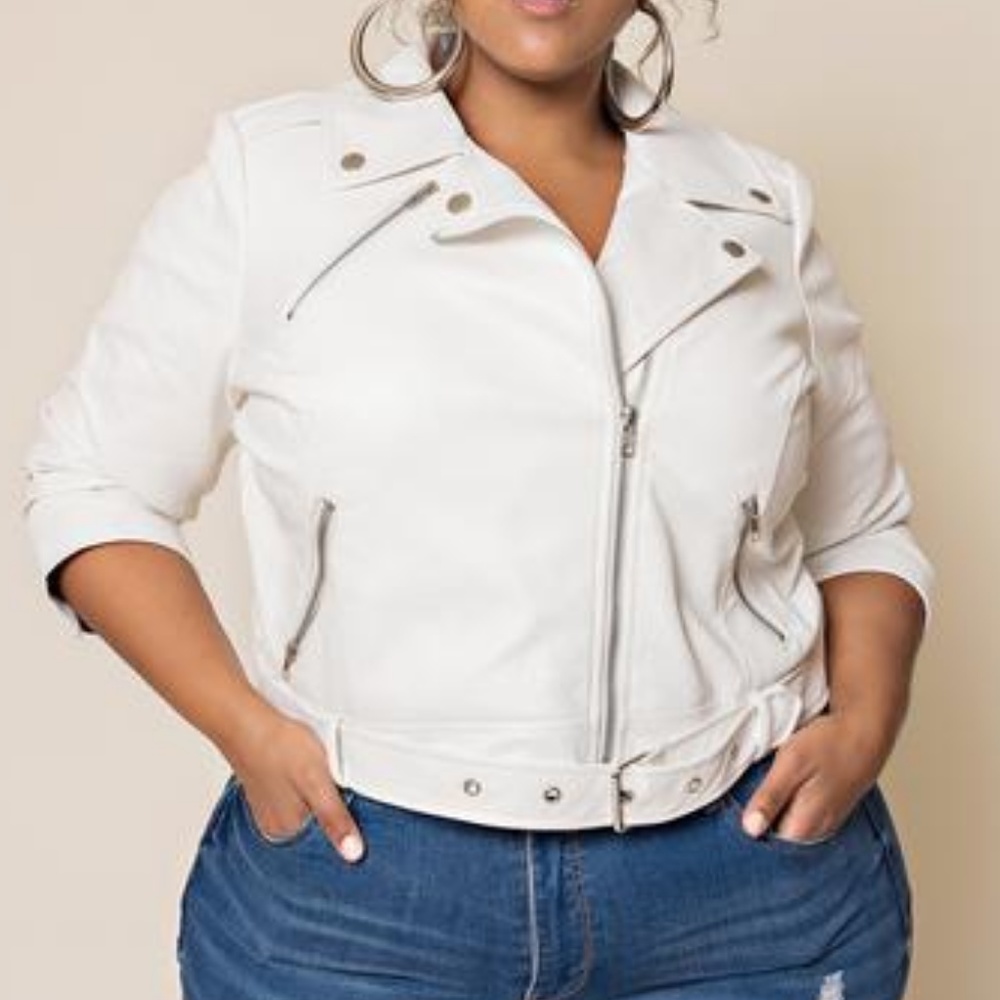 Sold Out Premme Vegan White Leather Moto Jacket